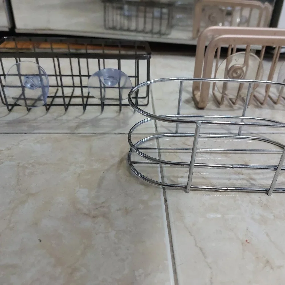 Rectangle Metal Baskets Shower or Sink Basket Suctions BUNDLE of 3